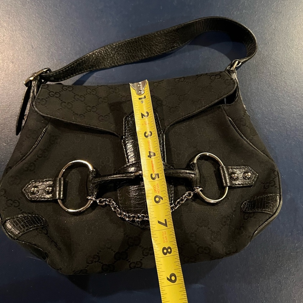 Gucci Black Classic Canvas GG Print Shoulder Bag - Picture 5 of 15